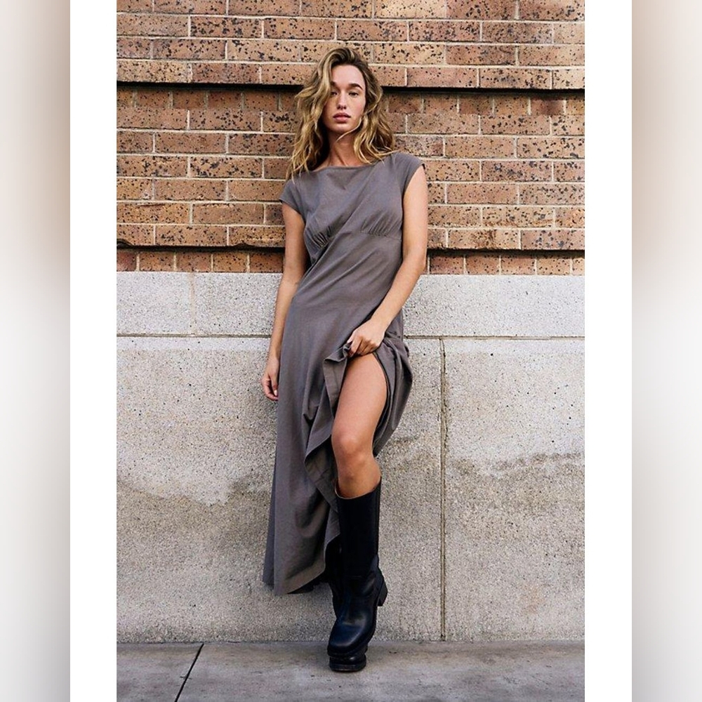 NWT Free People Ellis Maxi Dress Charcoal Gray